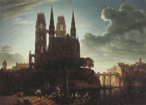 Karl friedrich schinkel Gothic Cathedral by the Waterside (mk45) china oil painting image